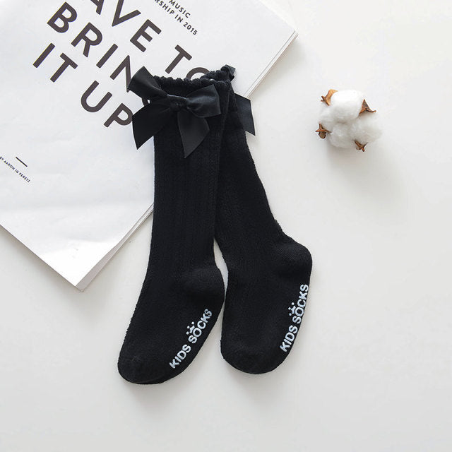 Girls Big Bow Knee High Long Soft New Kids Socks Toddlers